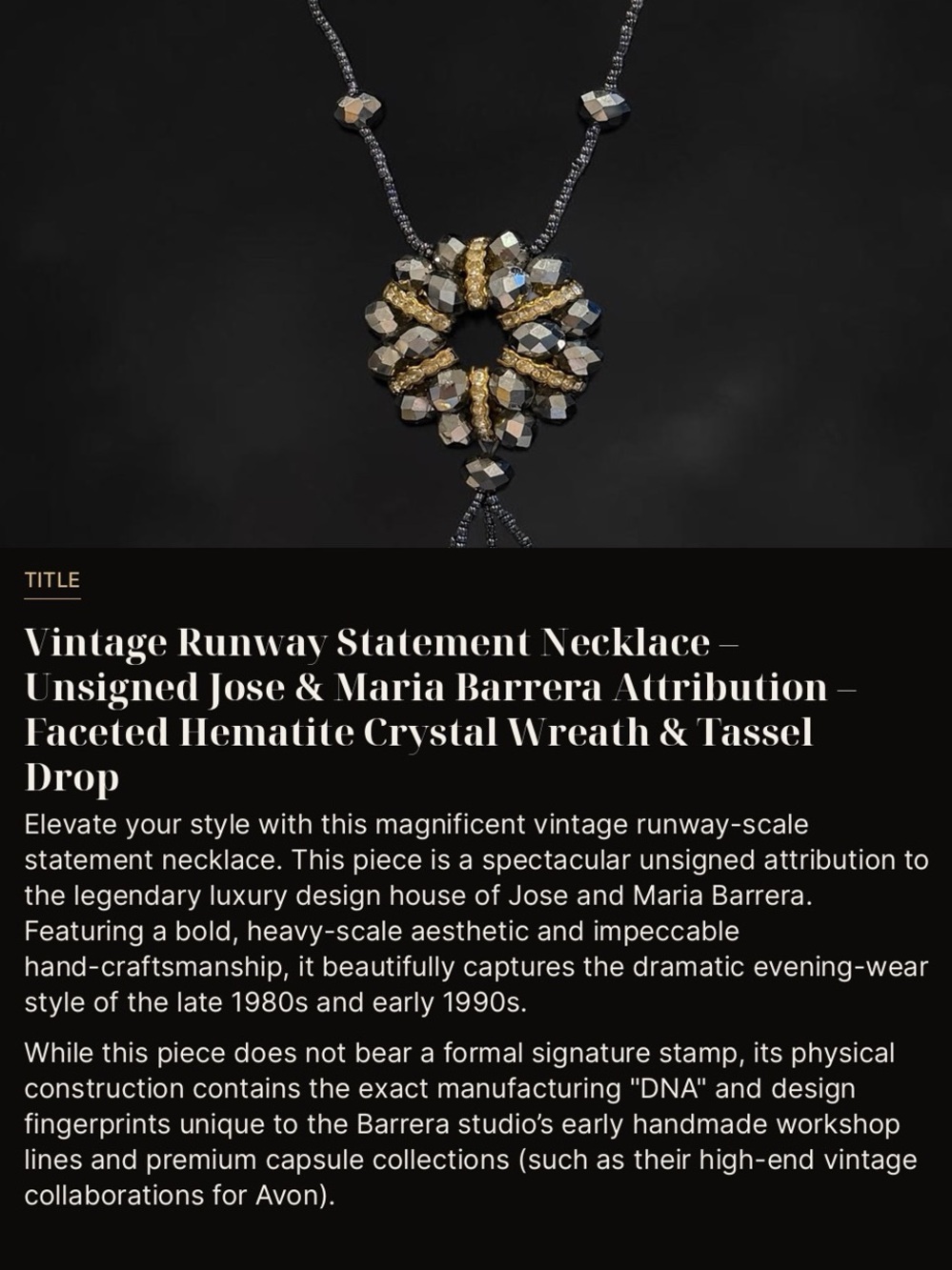 Vintage Runway Statement Necklace - Unsigned Jose & Maria Barrera Attribution - - Picture 14 of 16